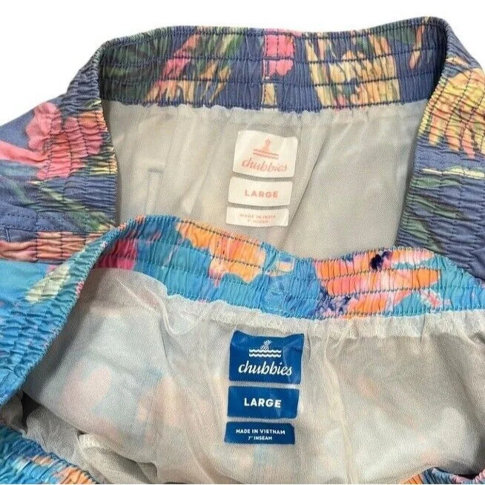 Chubbies Swim Trunks Shorts Lot of 2 Size Large Pockets Drawstring Multicolor 7